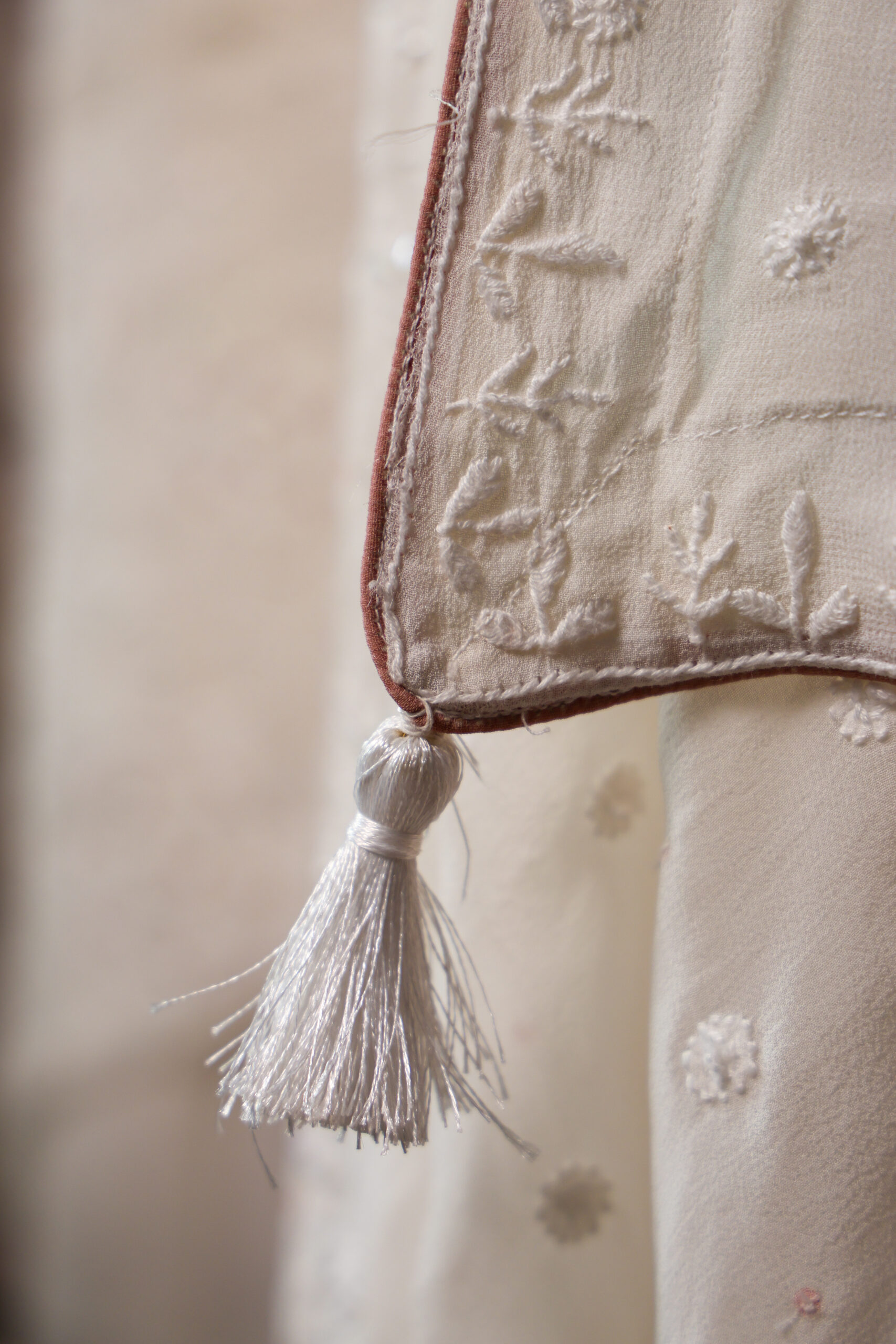 A Luminous Page | Lakhnavi Hand Embroidered Ivory Chikankari Kurta Set - Image 5
