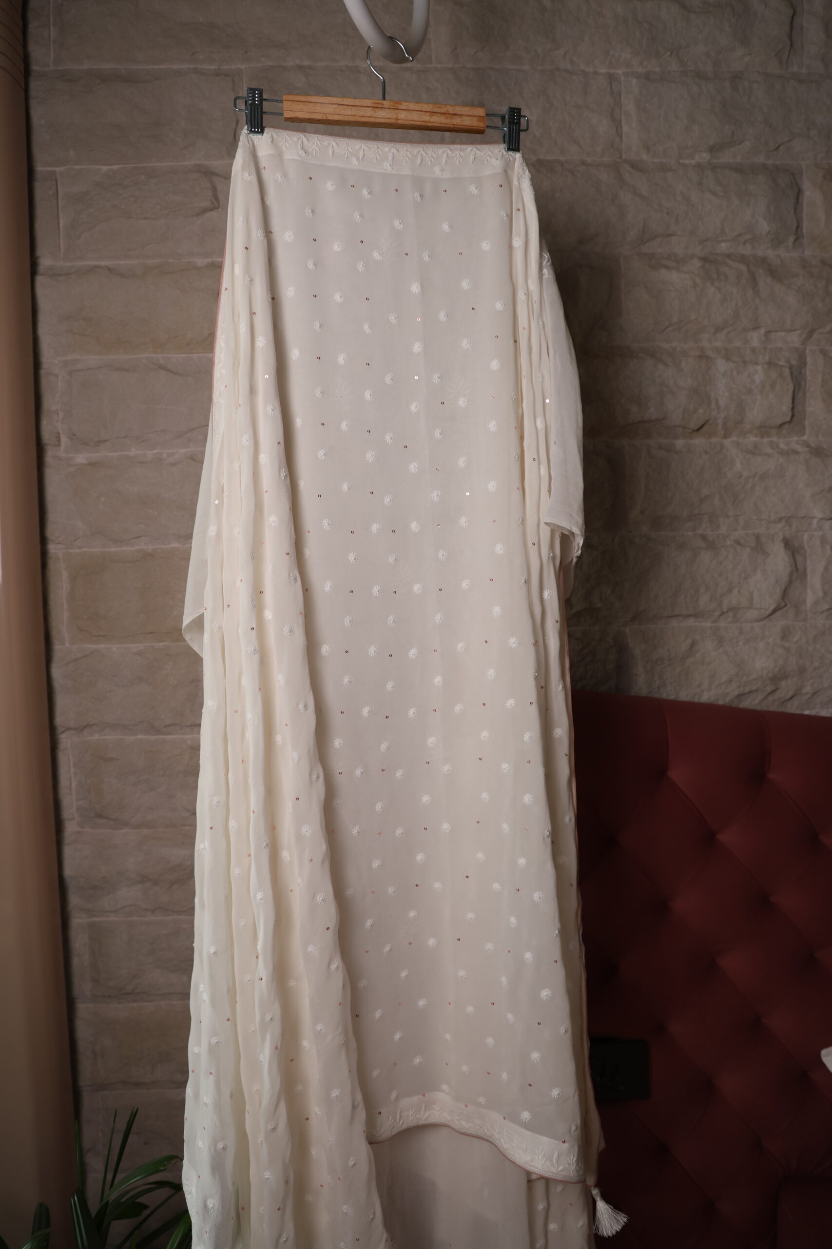 A Luminous Page | Lakhnavi Hand Embroidered Ivory Chikankari Kurta Set - Image 2