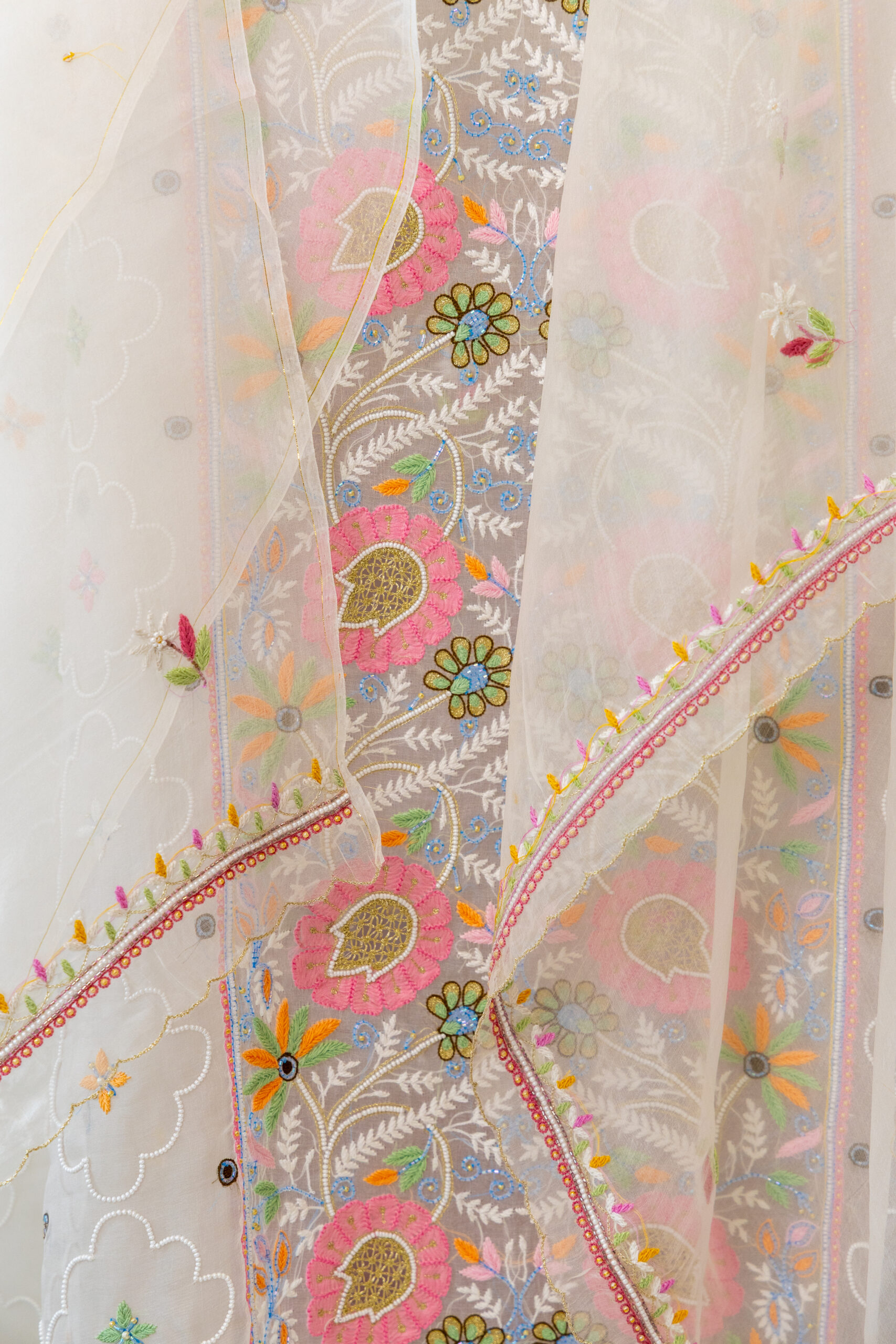 Ivory Garden | Hand Embroidered Heavy Parsi Work Kurta Dupatta Set - Image 5