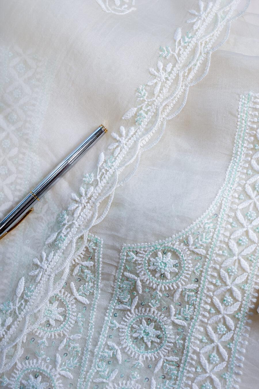 Ivory Whisper Organza Chikankari Set