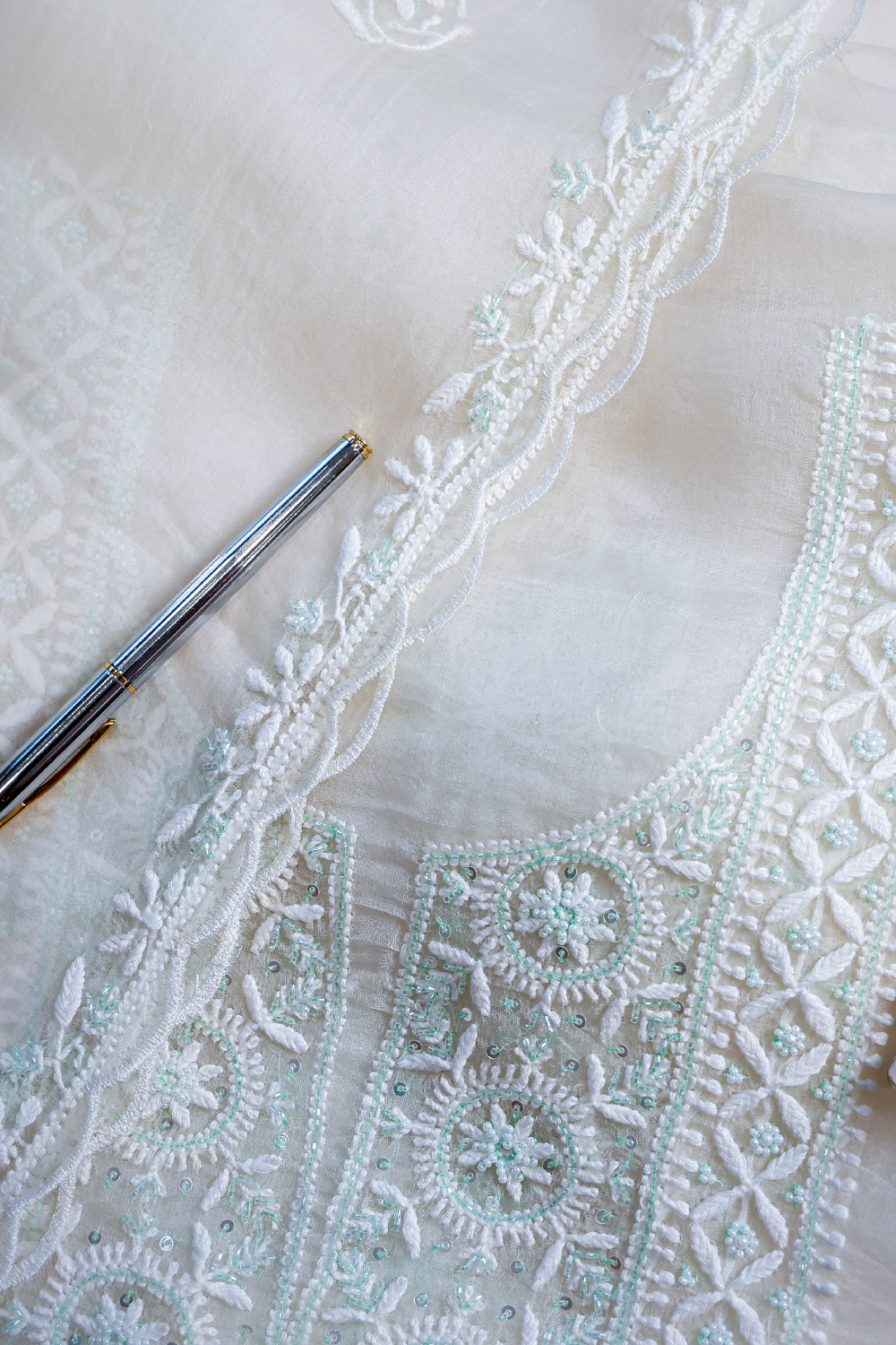 Ivory Whisper Organza Chikankari Set