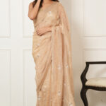Handcrafted Pure Tissue Silk Chikankari Saree with Mukaish Accents