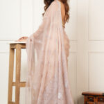 Handcrafted Pure Organza Silk Chikankari Saree with Beads & Moti Embroidery.