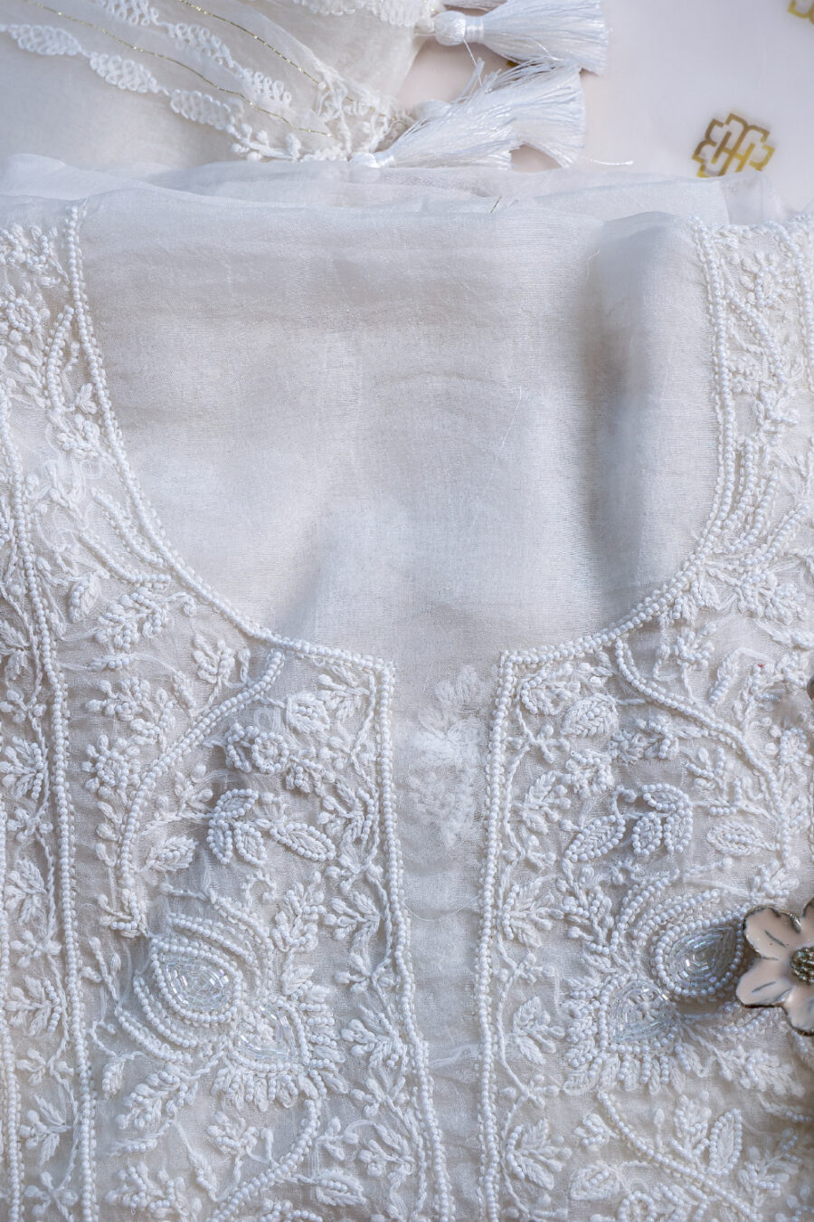 Dreamy Elegance Organza Chikankari Kurta Set