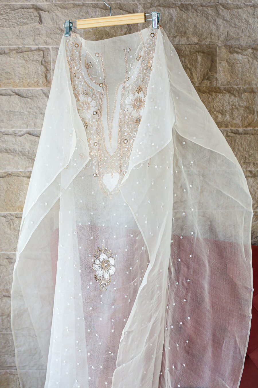 Nargis Handcrafted Pure Organza Silk Chikankari Kurta with Dupatta Set