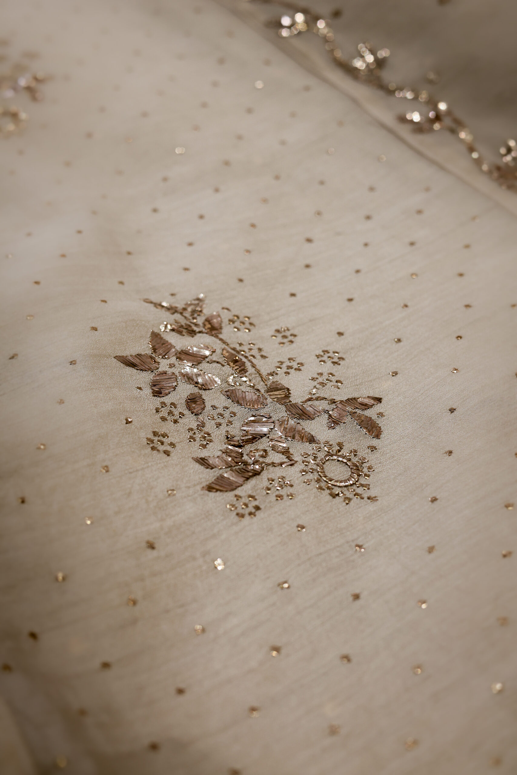 Sunehri Dastaan | Golden Handwoven Pure Muga Silk Chikankari Kurta Set - Image 5