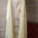 Noor-E-Bahar Yellow Hand embroidered Parsi Kurta Set