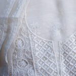 INoor-e-rooh Ivory Organza Silk Chikankari Set with Beads Work