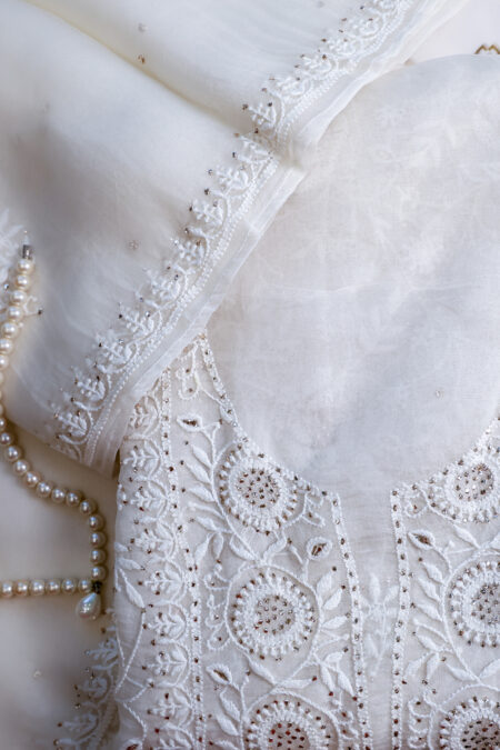 Slient Star Organza Silk Chikankari Mukaish Set
