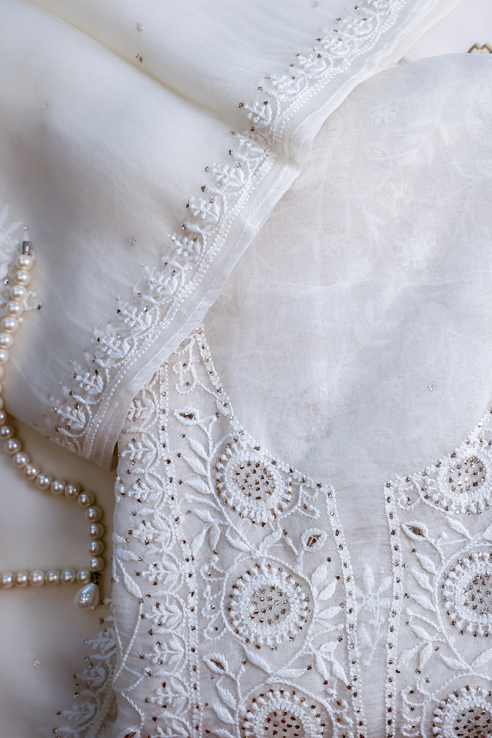 Slient Star Organza Silk Chikankari Mukaish Set