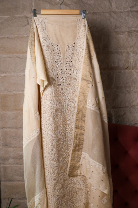 Sunehri Saaz Golden Embroided Chikankari Kurta