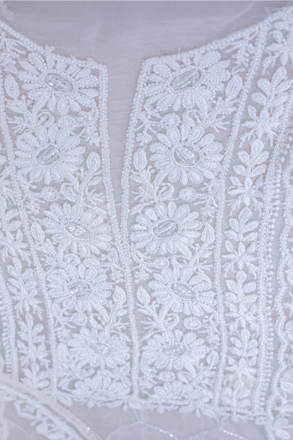 Sunlit Whisper | Pure Organza Silk Beaded Chikankari Kurta Set - Image 2