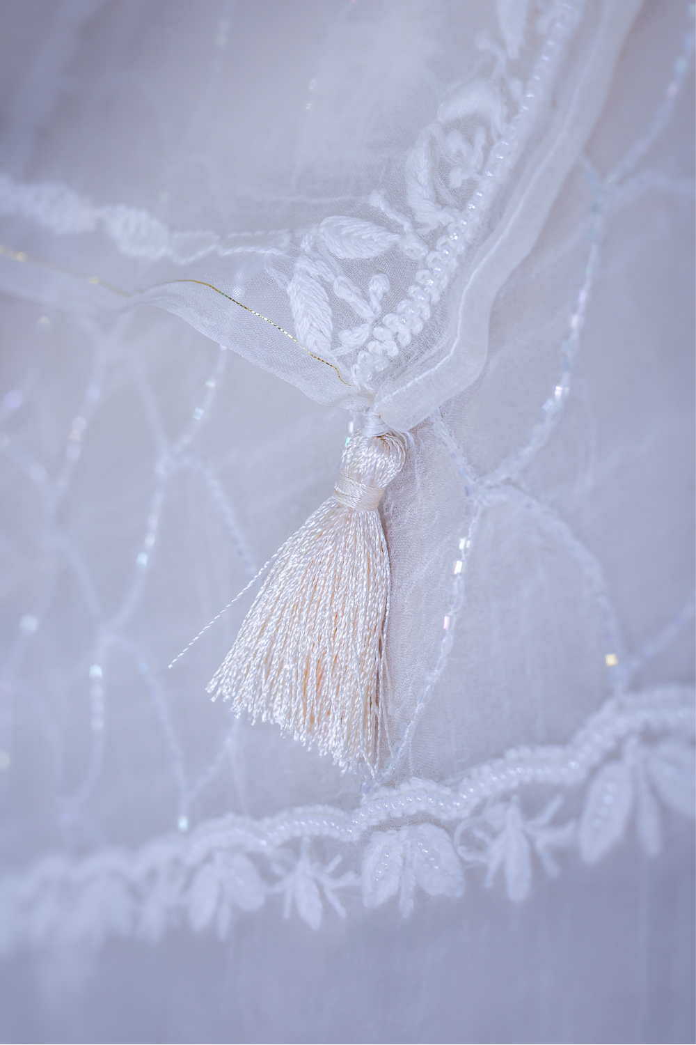 Sunlit Whisper | Pure Organza Silk Beaded Chikankari Kurta Set - Image 4