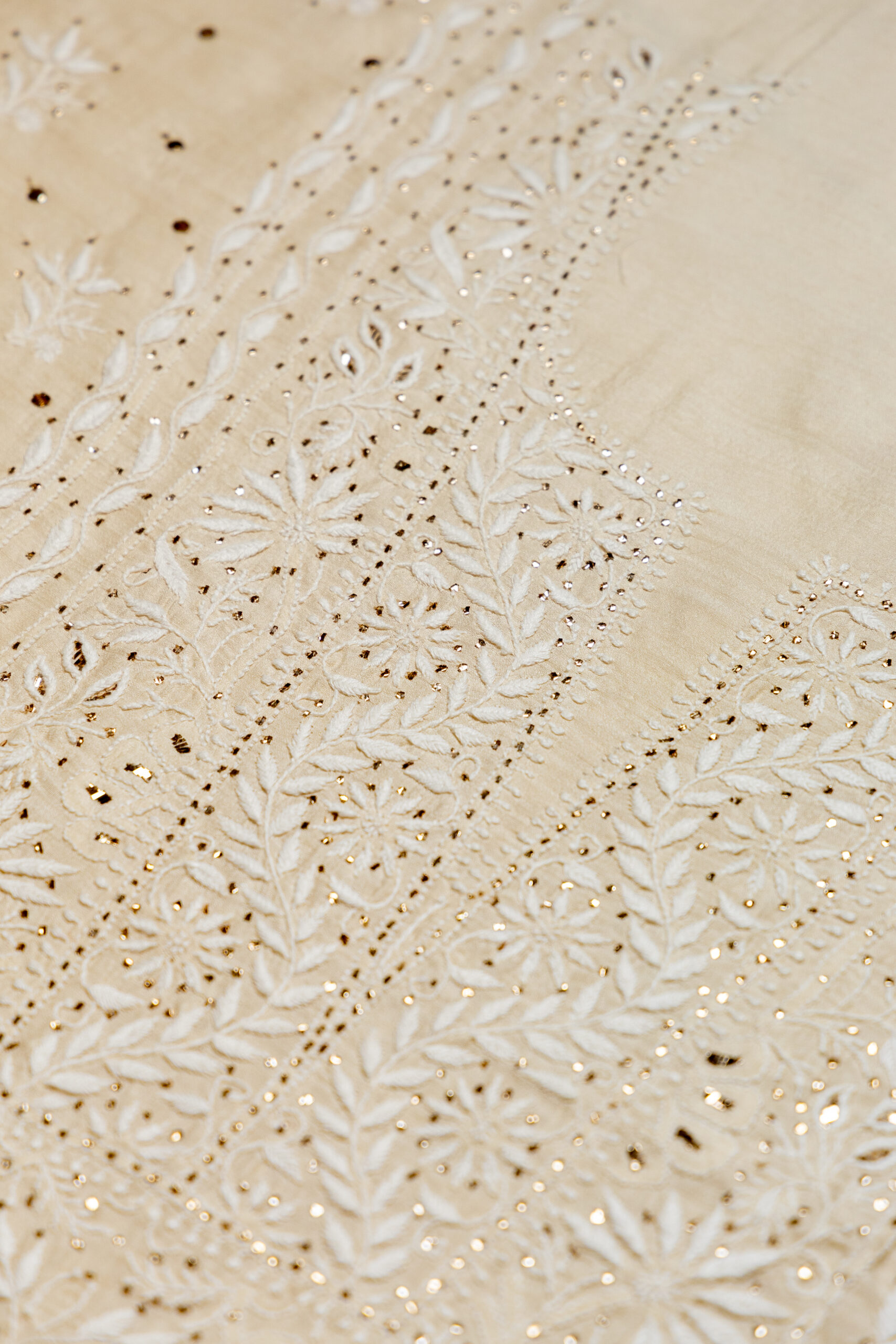 Sunehri Nazakat | Handcrafted Pure Muga Silk Chikankari Kurta & Dupatta with Mukaish - Image 5