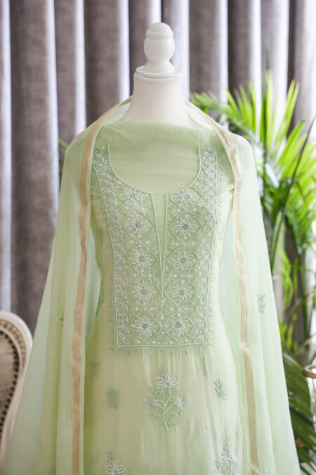 designer handcrafted chikankari kurta dupatta set