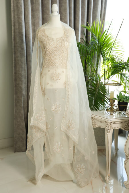 Ivory chikankari kurta set online