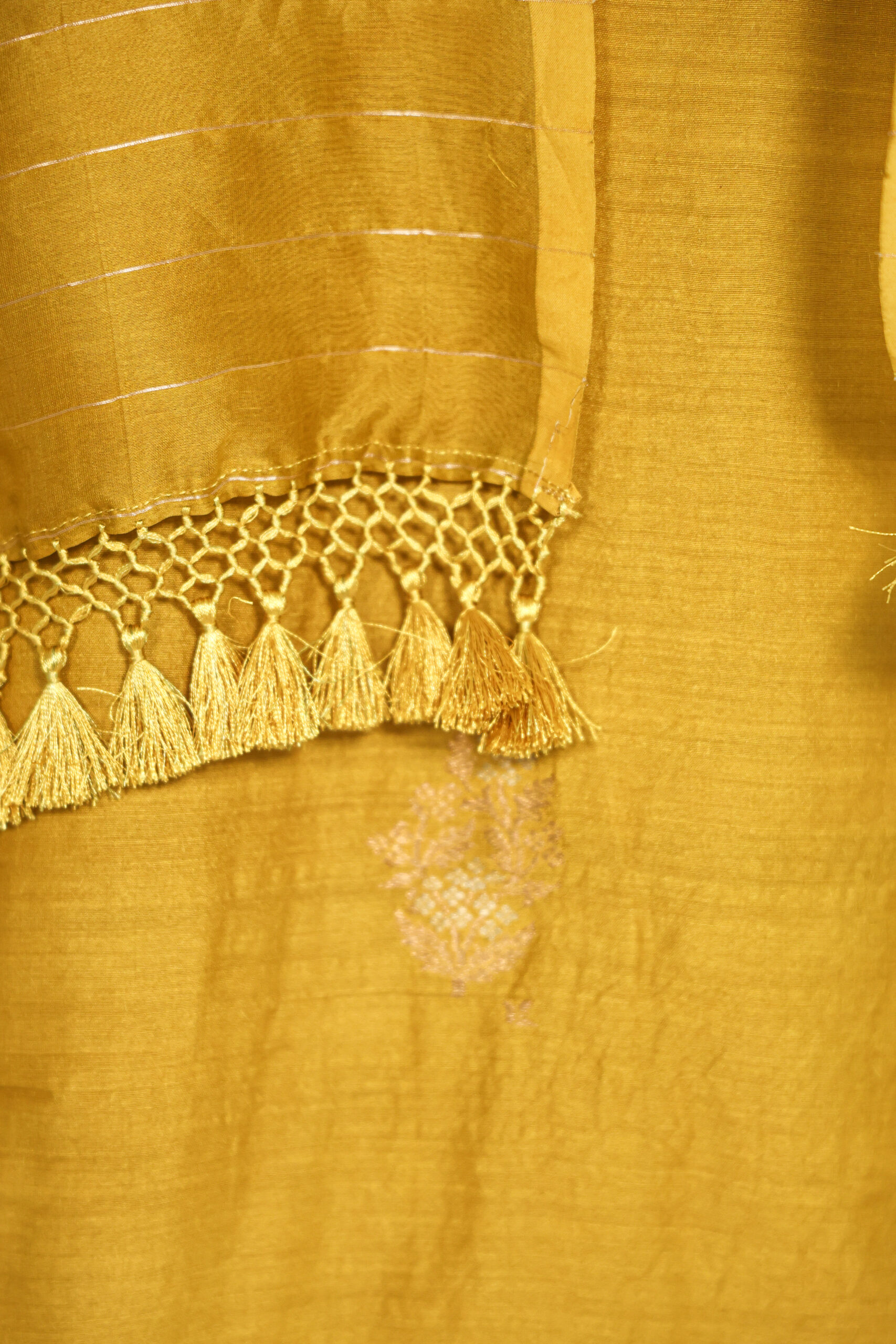 Yellow Pure Muga Banarasi Handloom Suit - Image 7