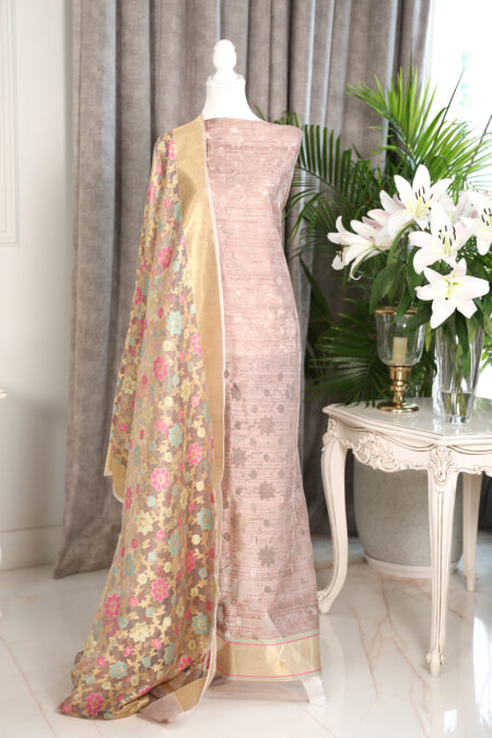 Gulabi Sunehri – Banarasi Dupion Silk Suit with Jamdani Dupatta