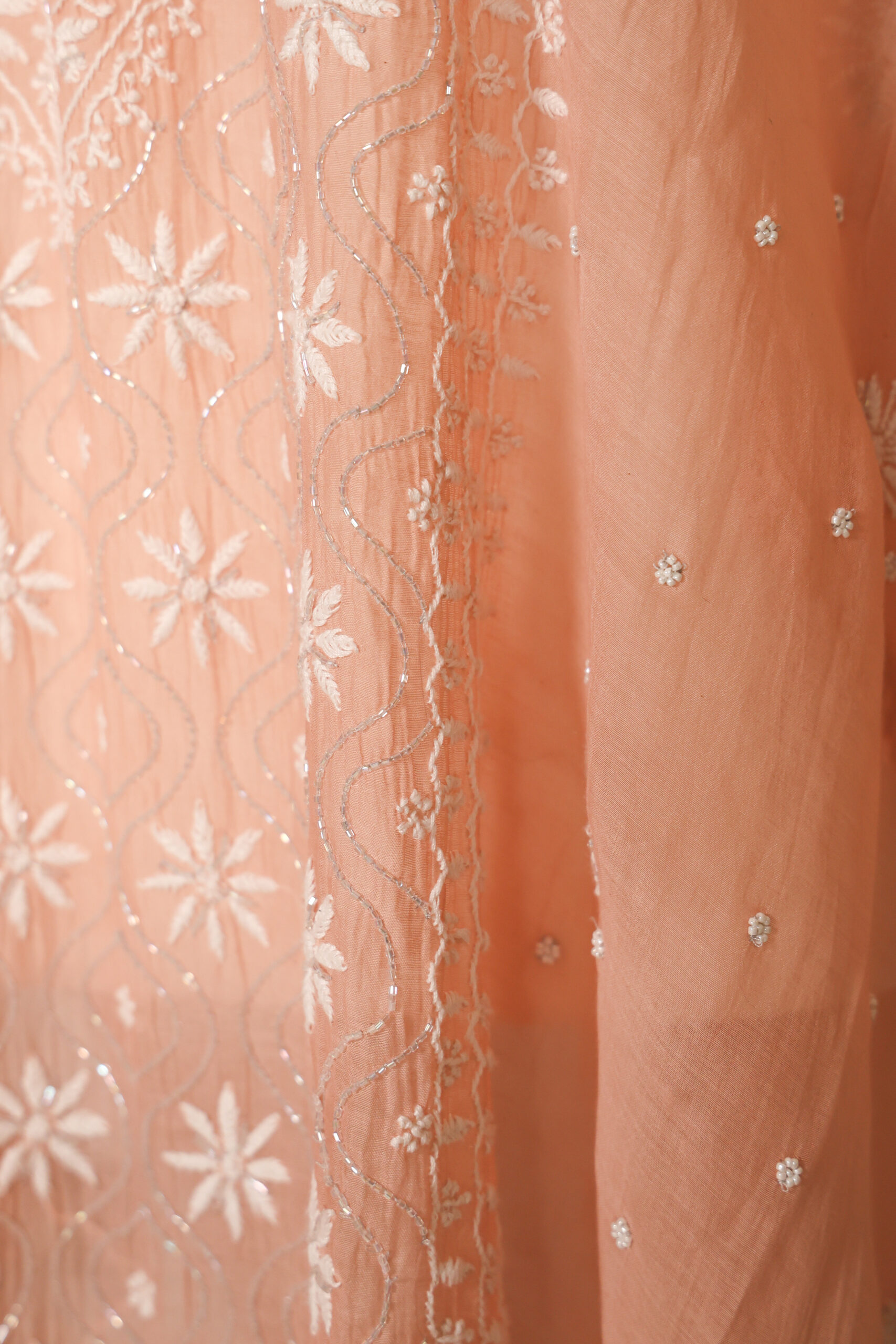 Mocha Whisper – Handcrafted Pure Mul Chanderi Kaftan - Image 5