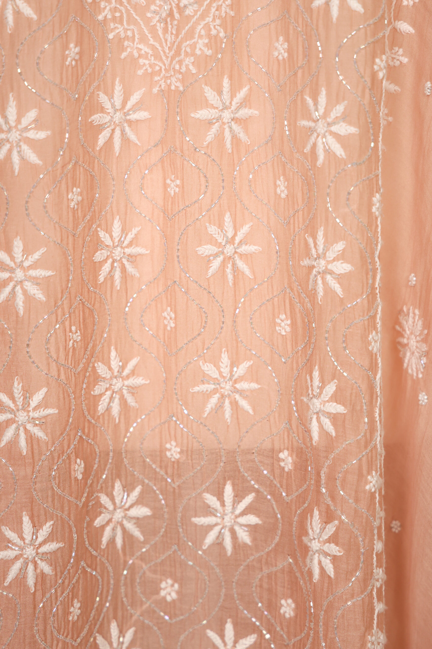 Mocha Whisper – Handcrafted Pure Mul Chanderi Kaftan - Image 4