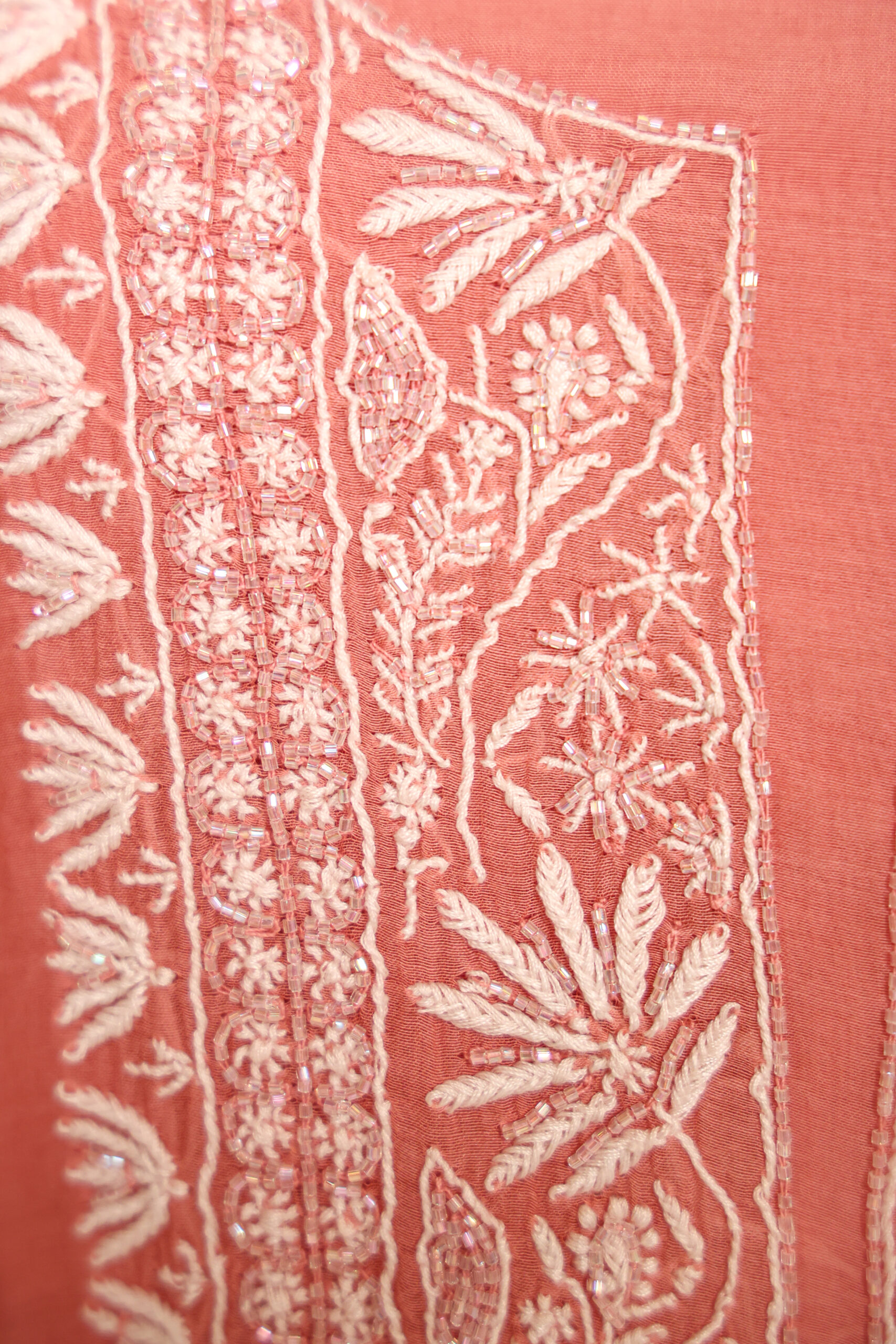 Carrot - Red Women's Lakhnavi Handcrafted Pure Mul Chanderi Unstitched Kurta And Dupatta Set - Image 6