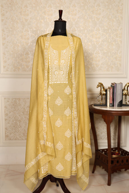 Golden Dawn – Handcrafted Chikankari Kurta & Dupatta Set