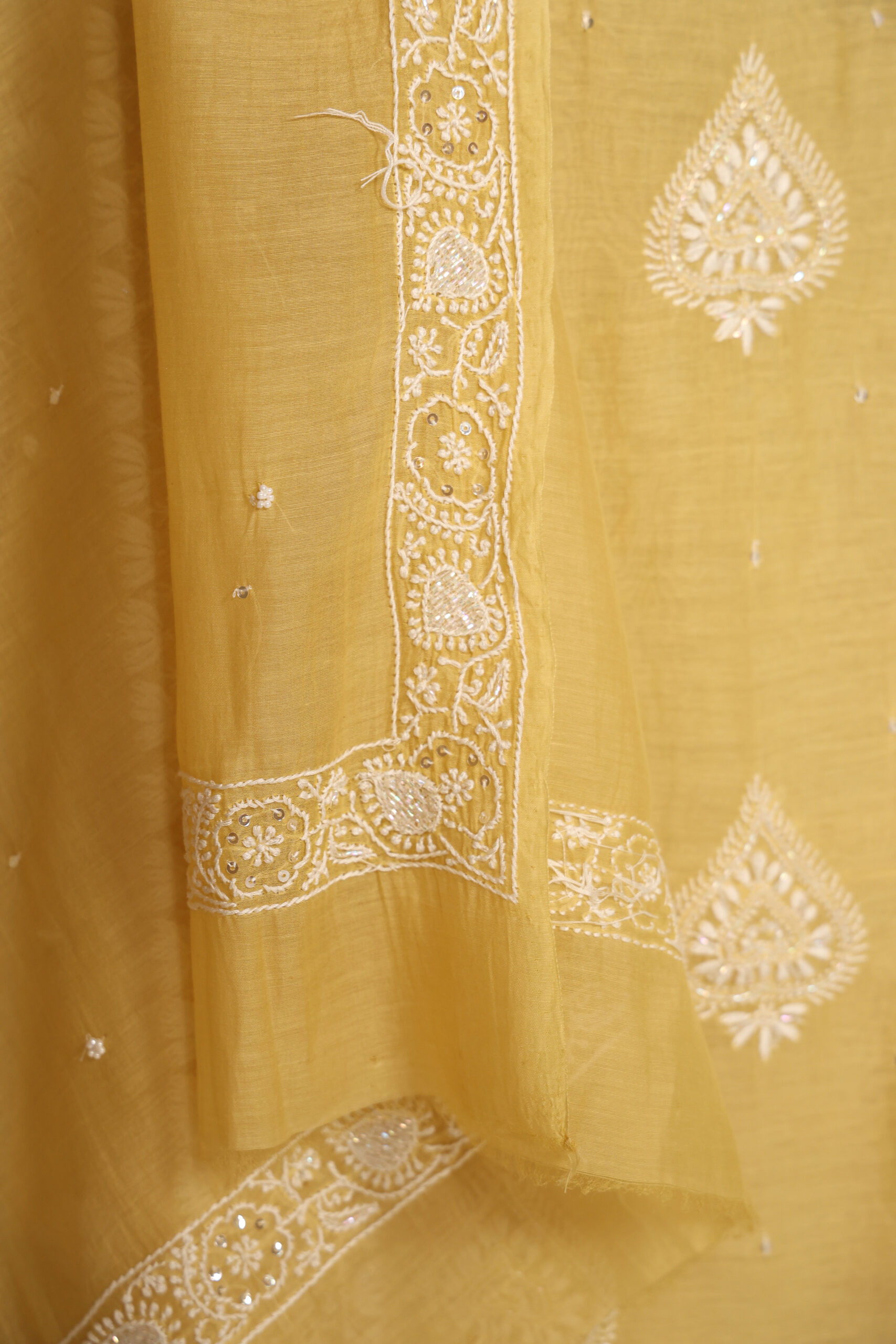 Golden Dawn – Handcrafted Chikankari Kurta & Dupatta Set - Image 5