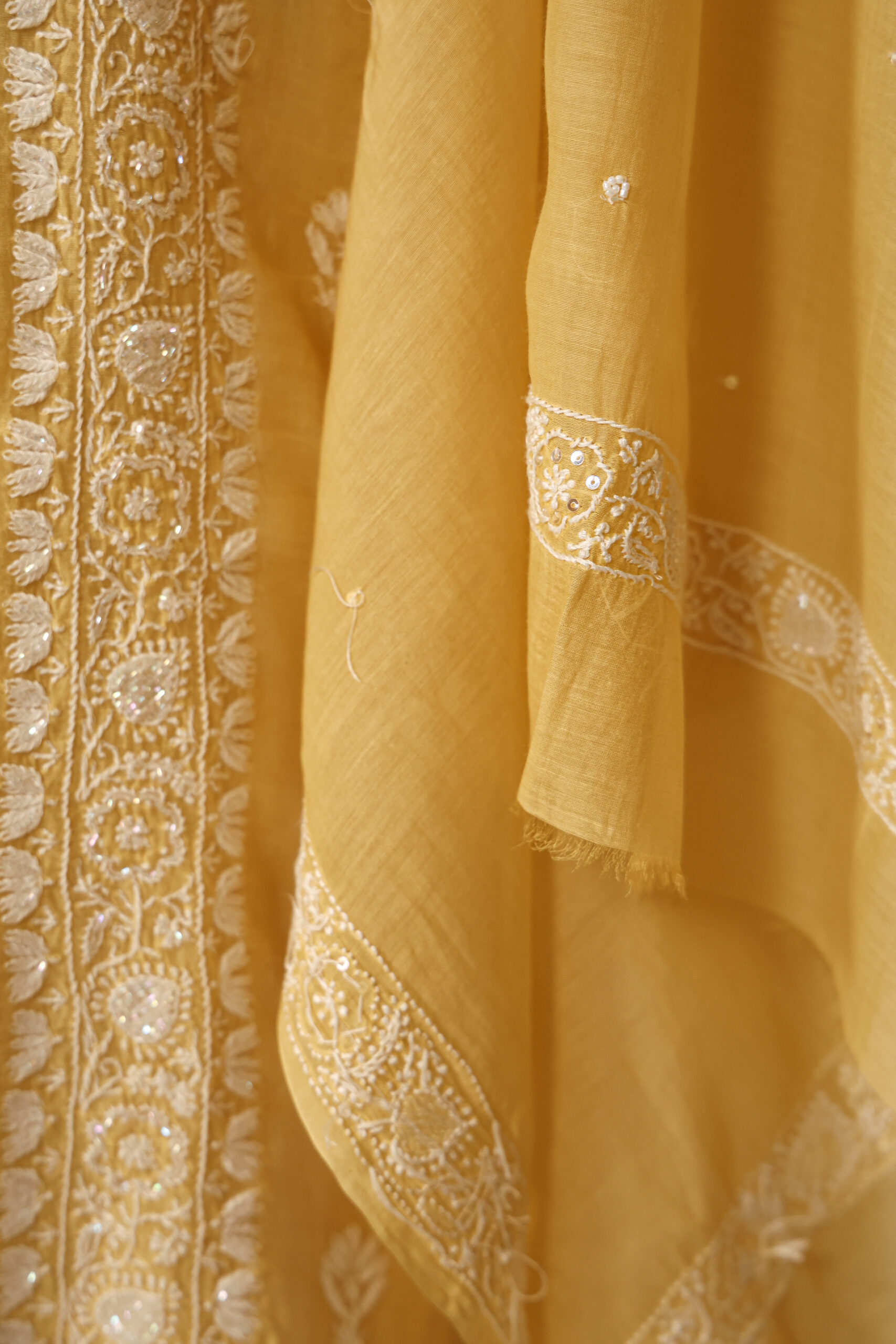 Golden Dawn – Handcrafted Chikankari Kurta & Dupatta Set - Image 6