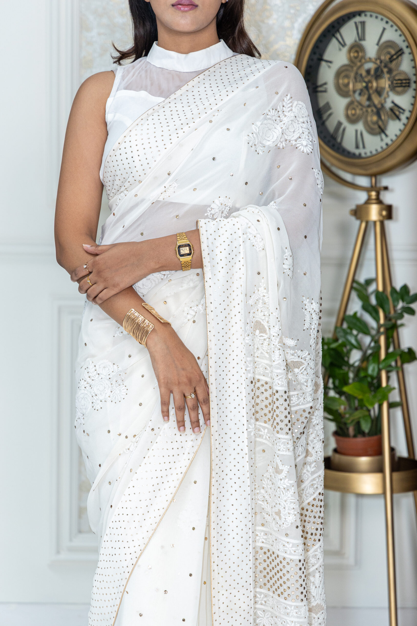 Noor-é-Nazakat – Pure Georgette Chikankari Saree with Mukaish - Image 5