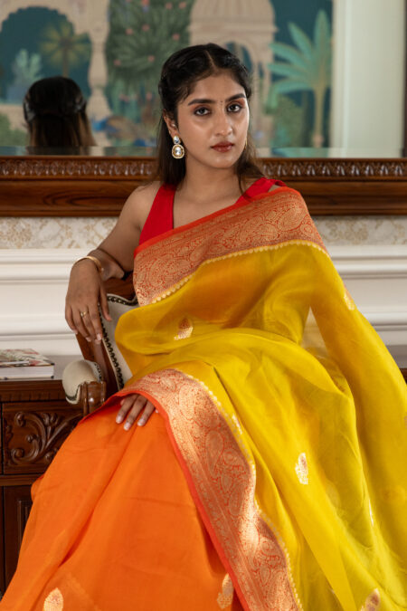 Orange Banarasi Saree