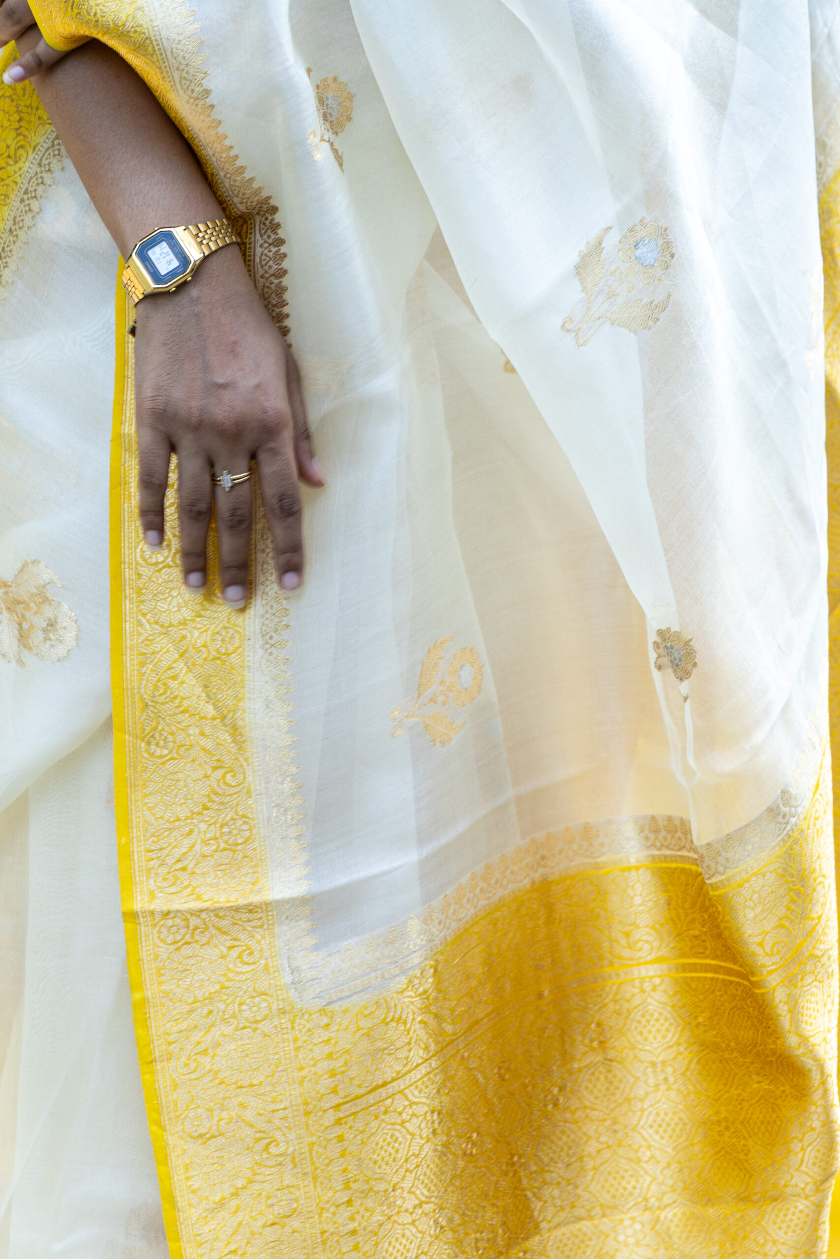 Saanvi – Yellow & White Banarasi Saree - Image 7