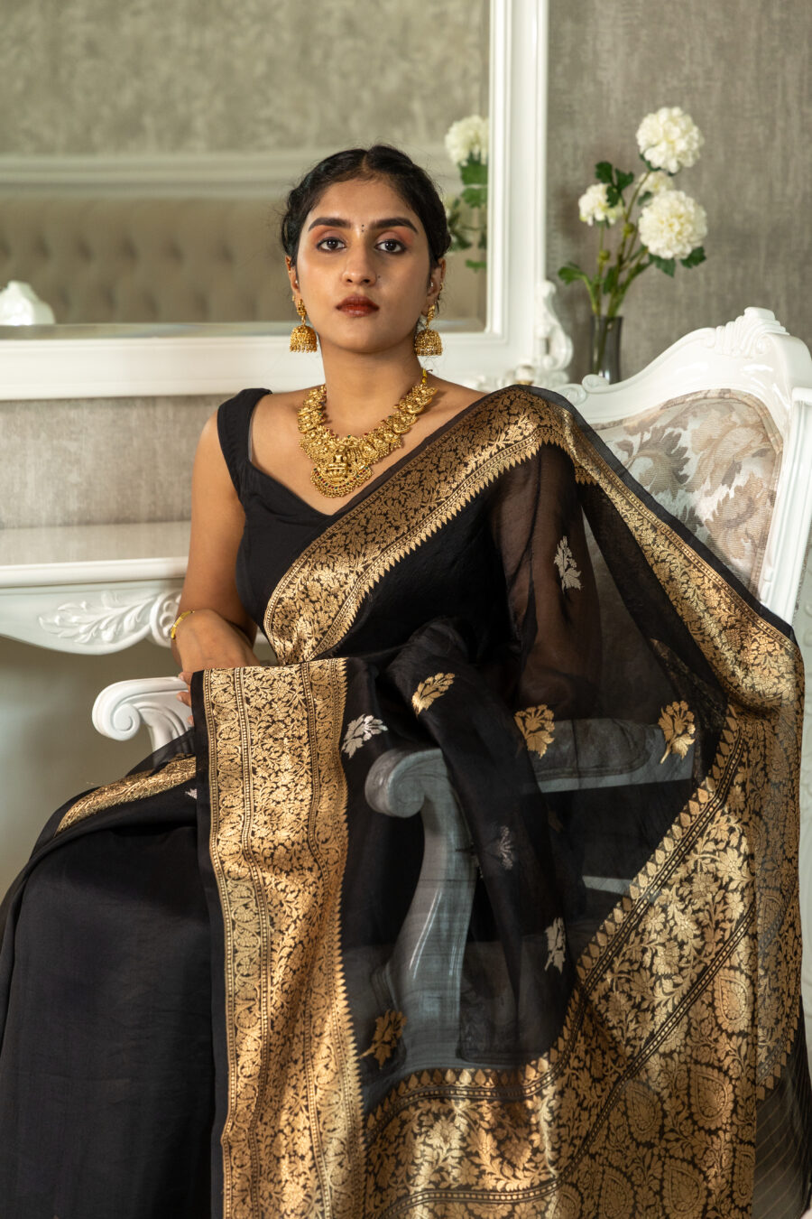 Black banarasi saree