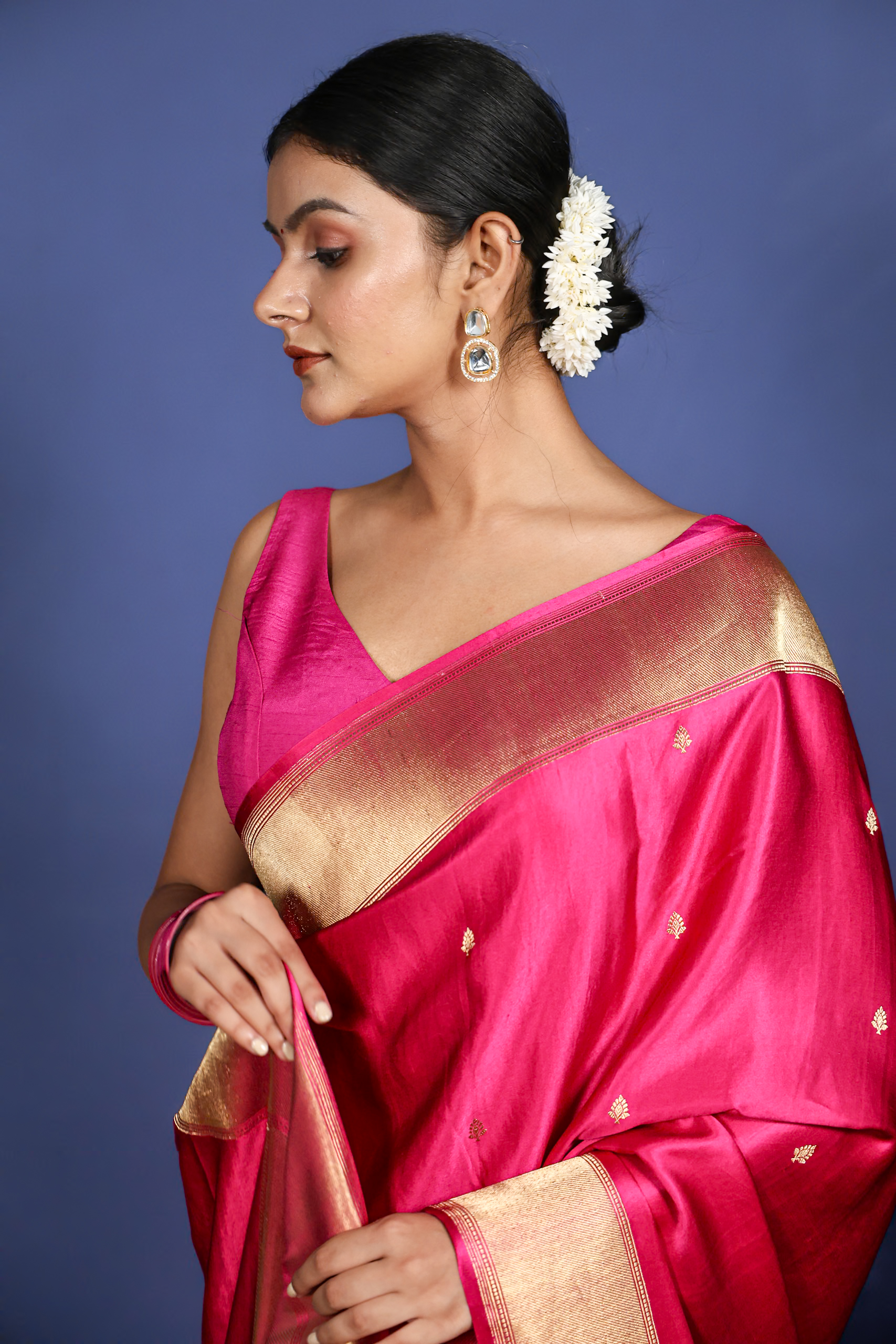 Indira – Magenta Mashru Silk Saree - Image 4