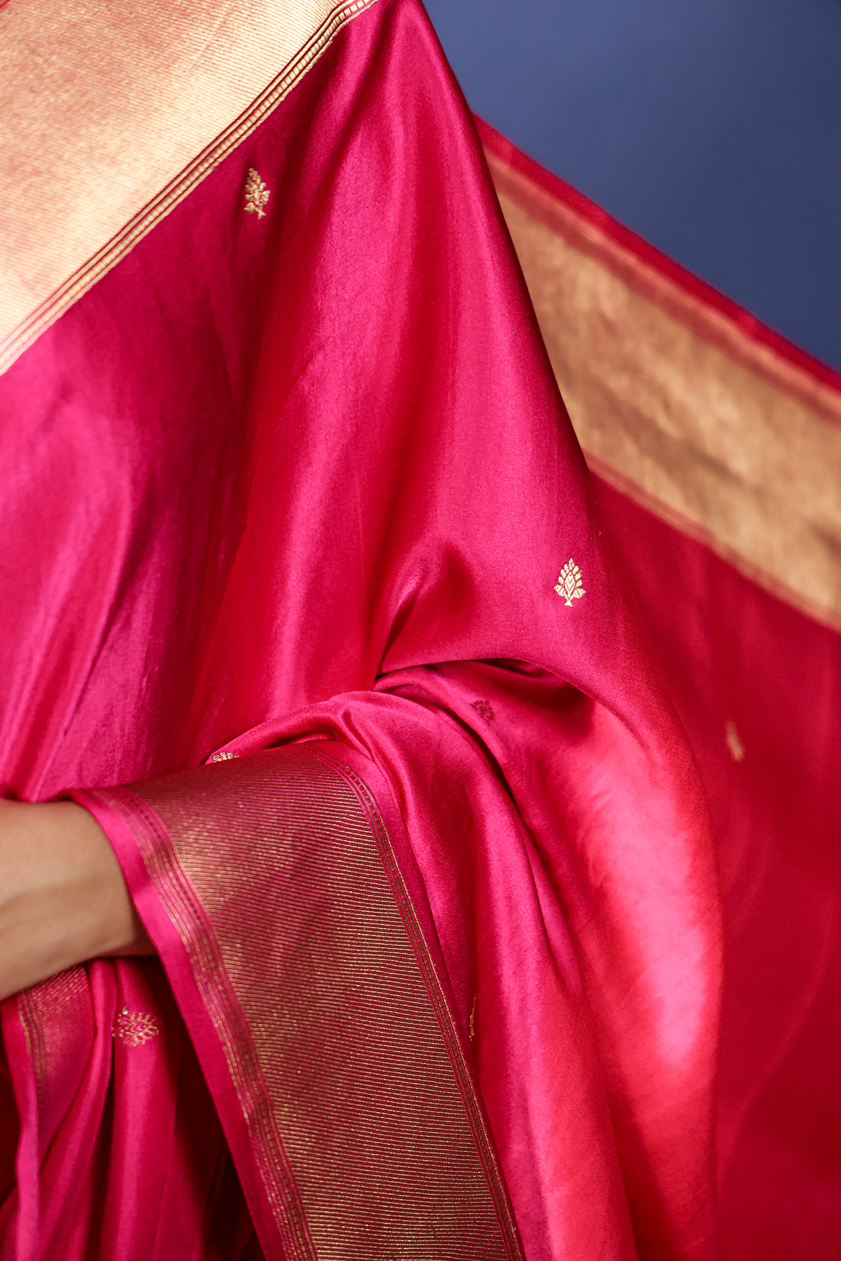 Indira – Magenta Mashru Silk Saree - Image 6