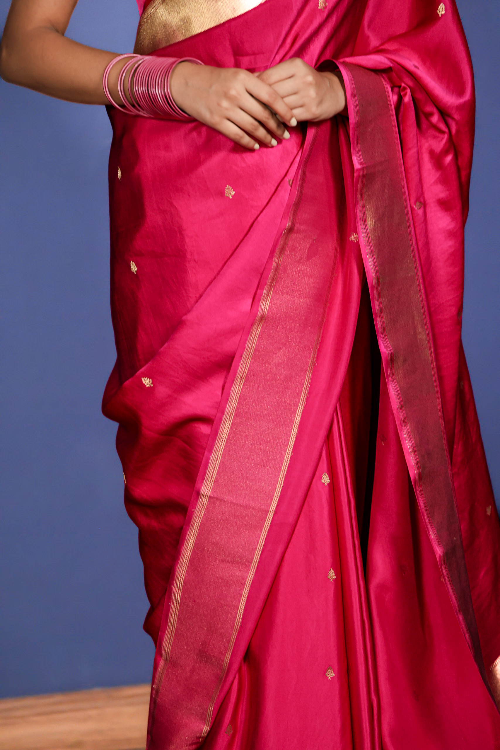Indira – Magenta Mashru Silk Saree - Image 5