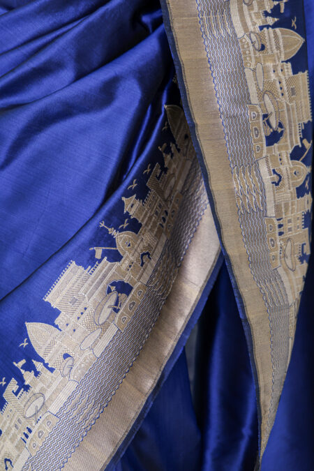 Eternal Banaras – Navy Blue Pure Katan Silk Handloom Saree
