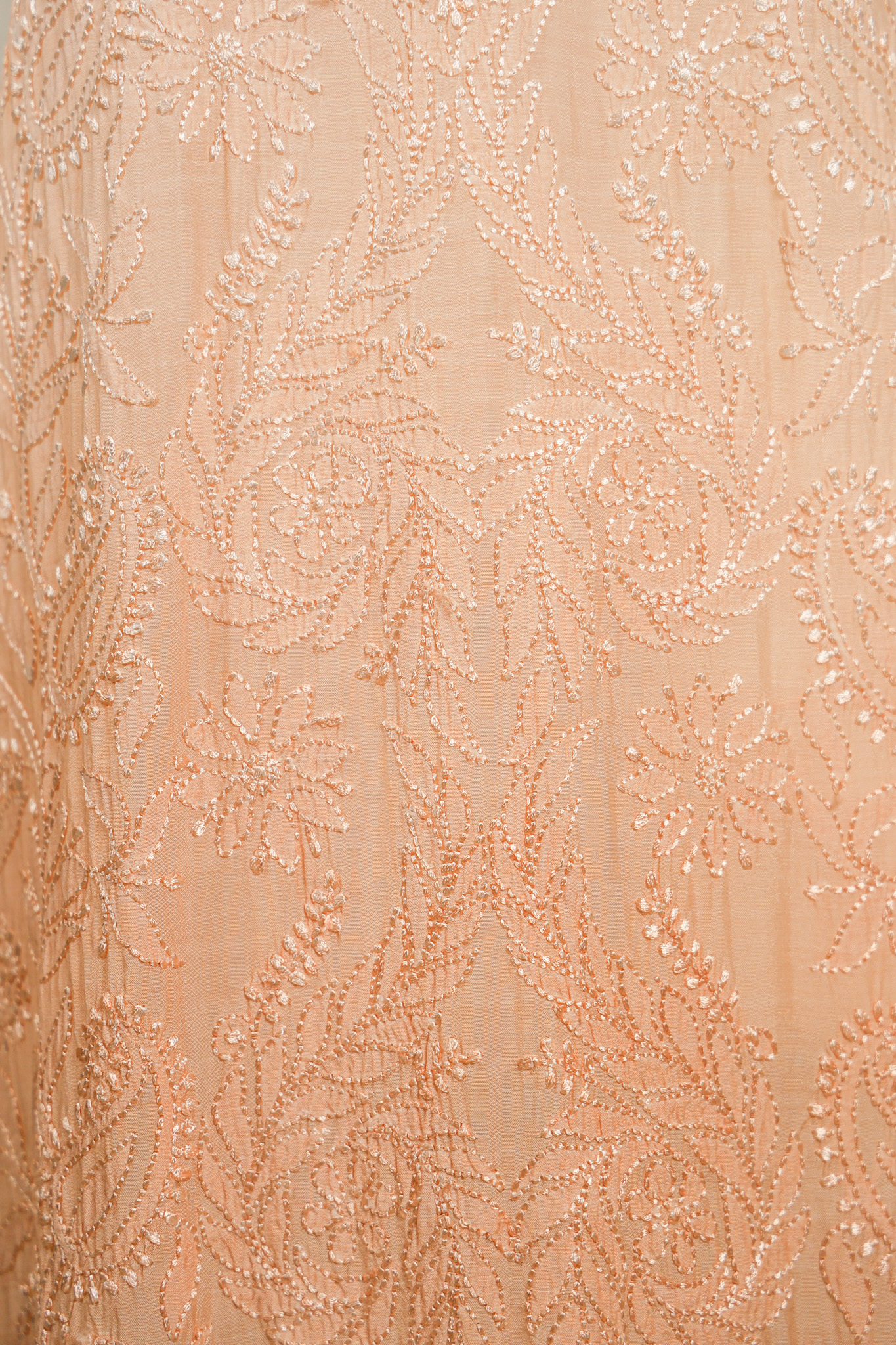 Pure Muslin Ombre Peach Chikankari Kurta - Image 4