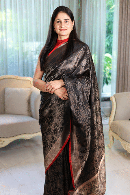 Handwoven Black Satin Zari Brocade  Saree