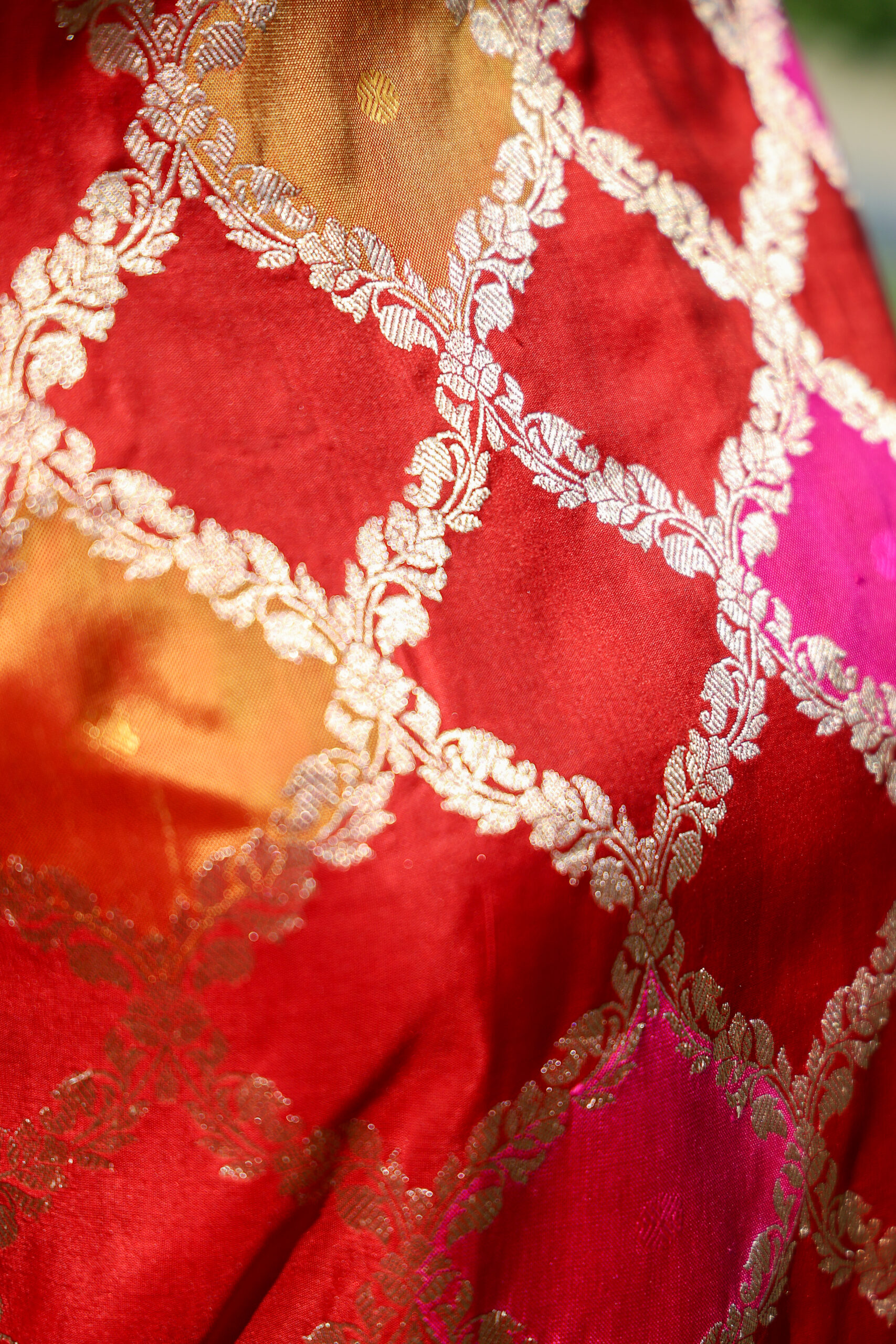 Rangrez-e Meenakari - Red Rangkat Katan Silk Dupatta Set - Image 3