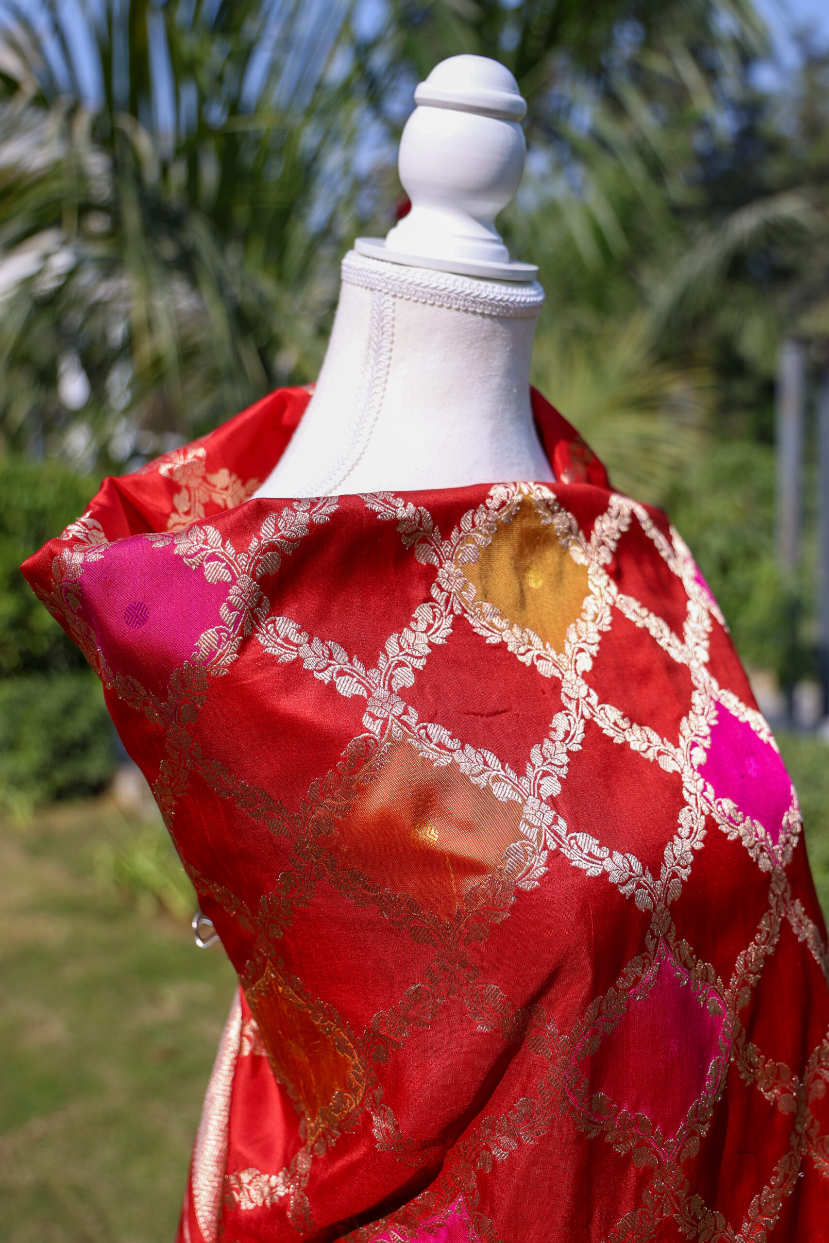 Rangrez-e Meenakari - Red Rangkat Katan Silk Dupatta Set - Image 2