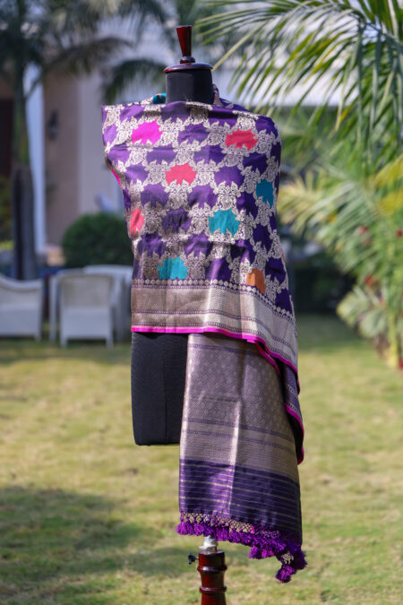 Meenakari Noor - Purple Rangkat Katan Silk kurta & Dupatta Set