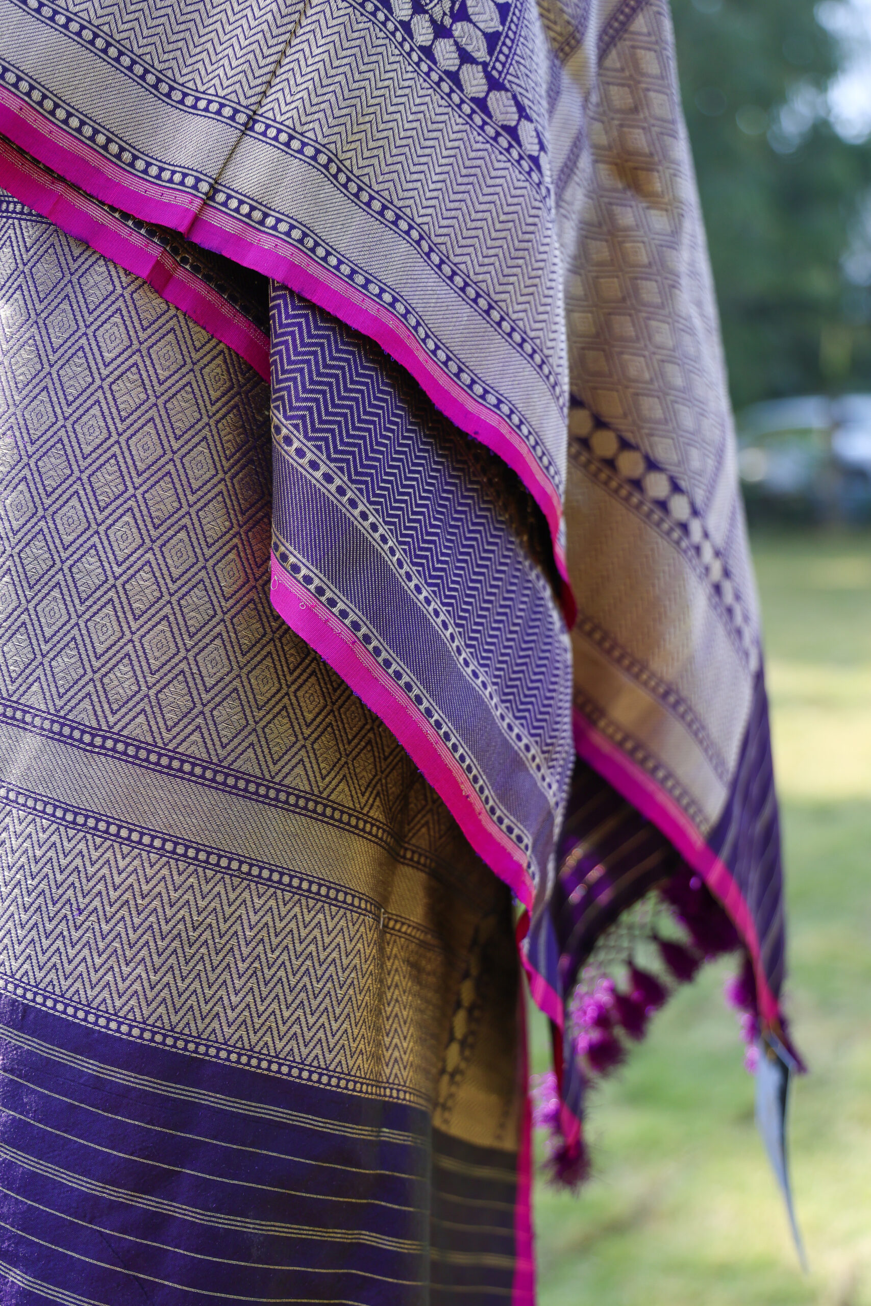 Meenakari Noor - Purple Rangkat Katan Silk kurta & Dupatta Set - Image 7