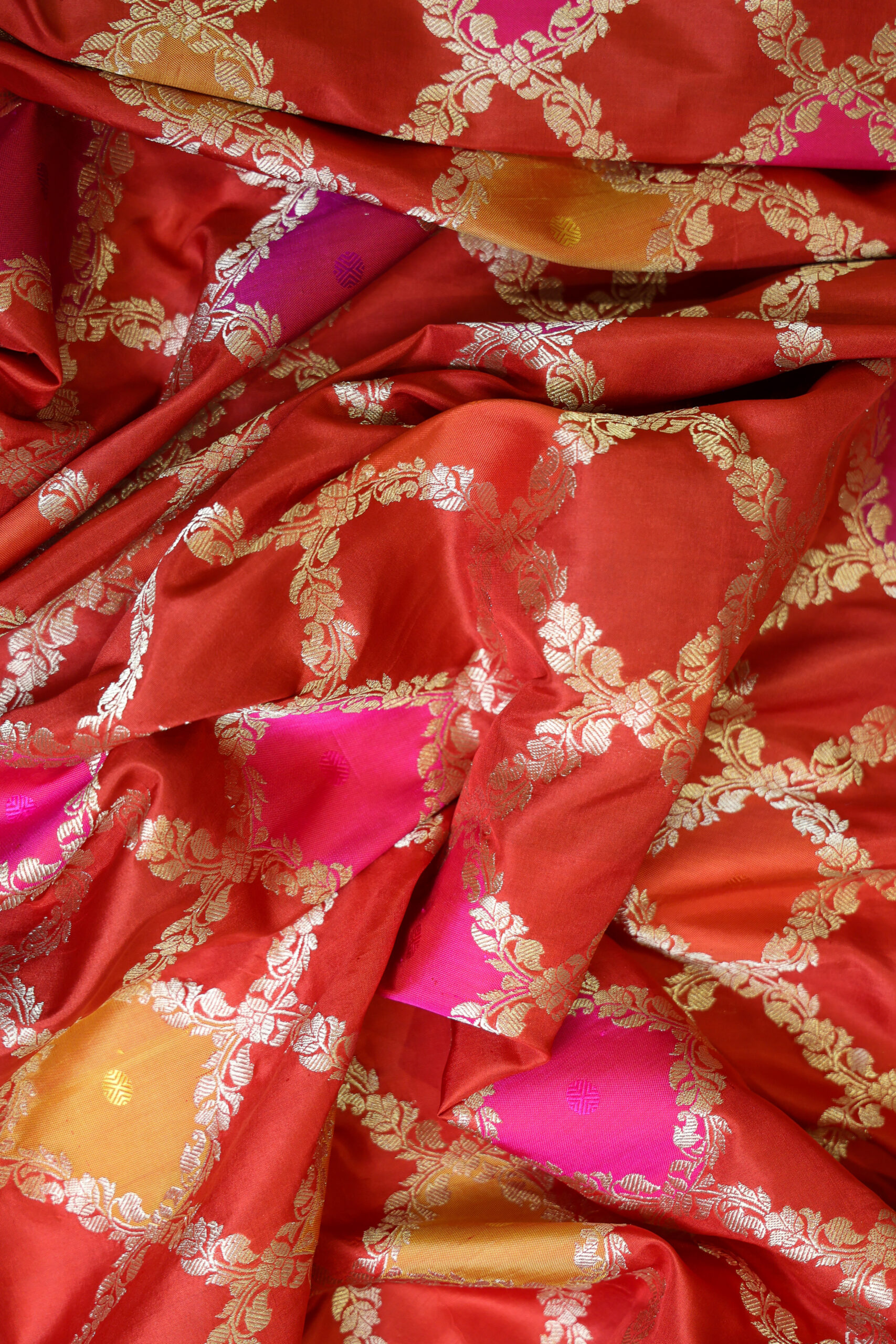 Rangrez-e Meenakari - Red Rangkat Katan Silk Dupatta Set - Image 4