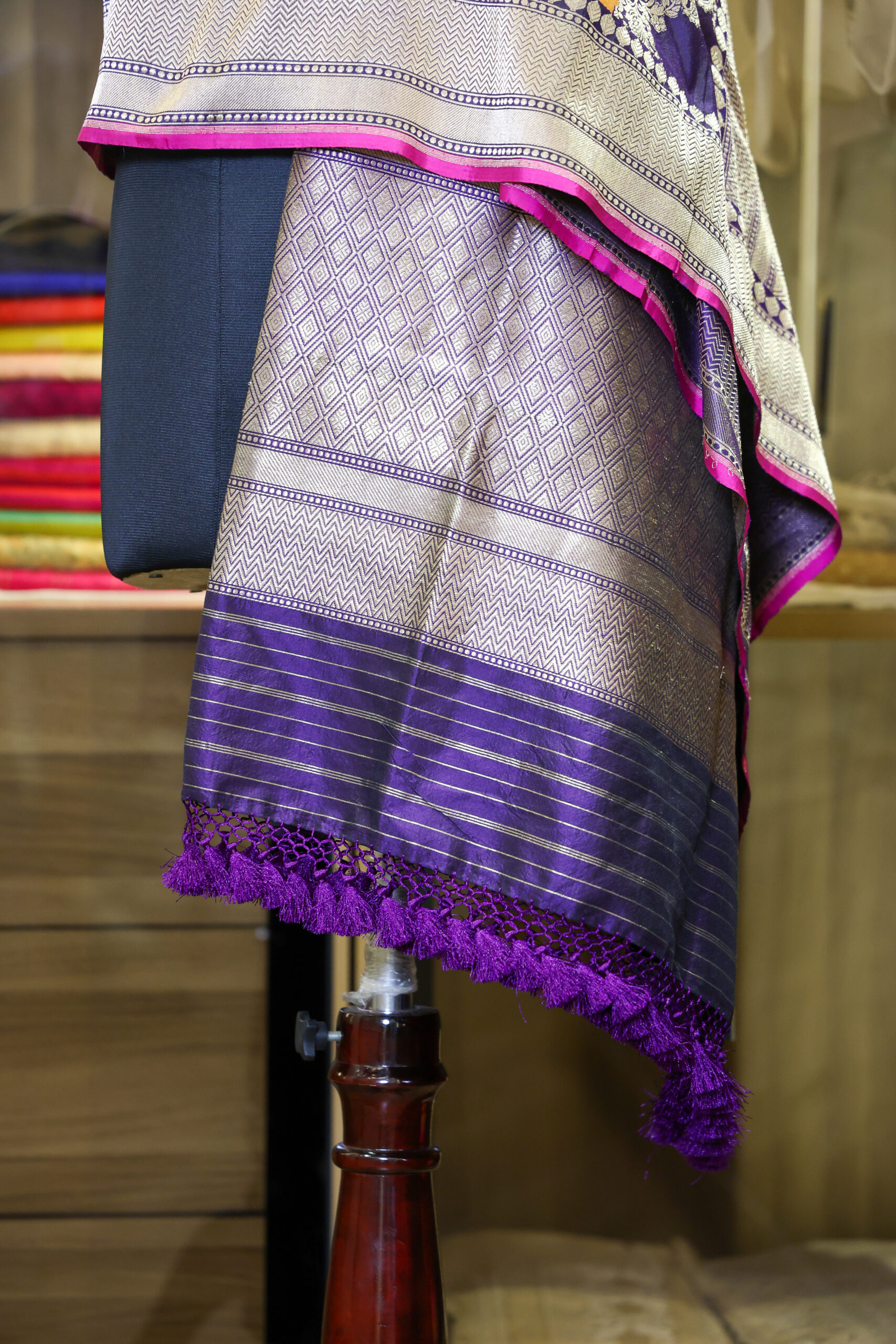 Meenakari Noor - Purple Rangkat Katan Silk kurta & Dupatta Set - Image 6