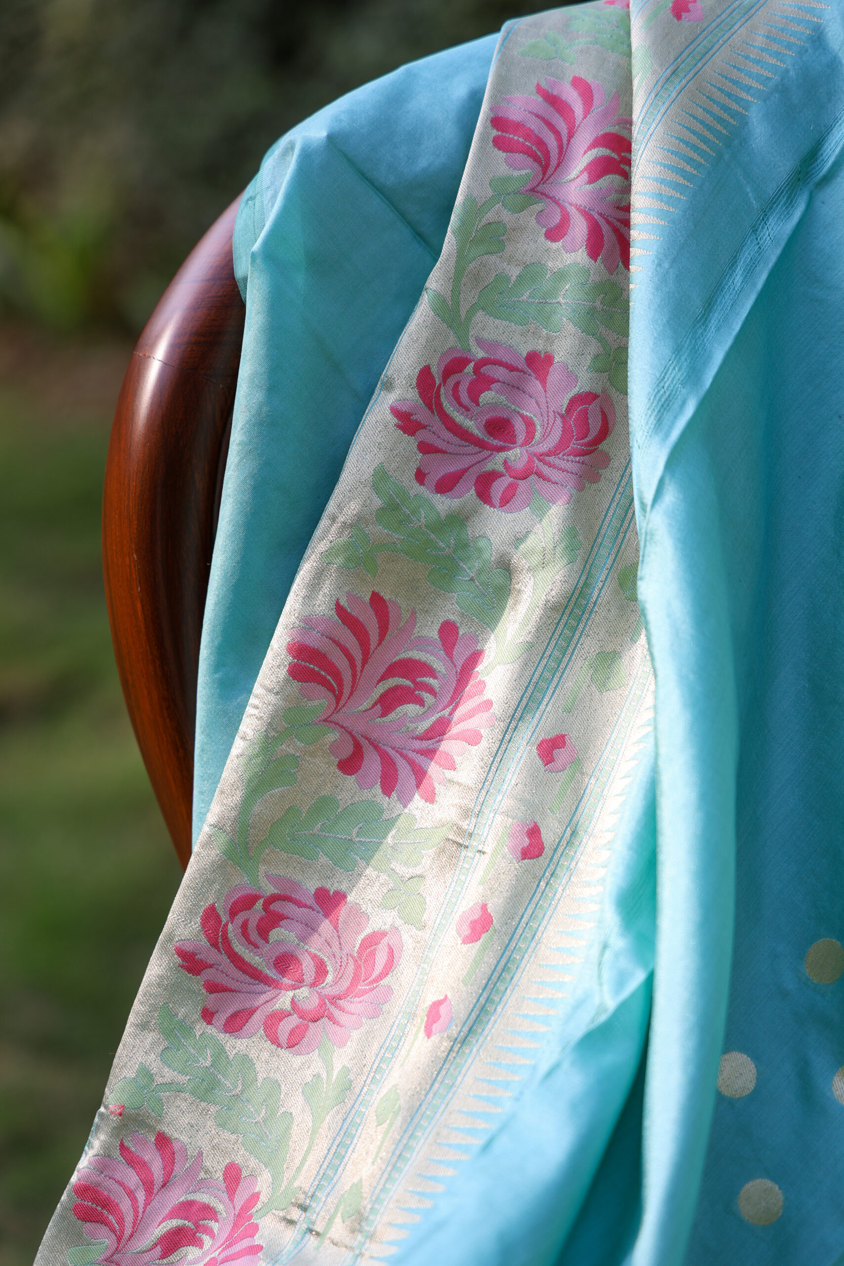 Neelambari Noor - Tranquil Blue Gyasar Pure Katan Silk Saree - Image 2
