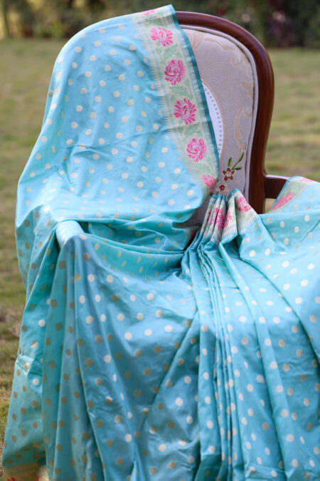 Neelambari Noor - Tranquil Blue Gyasar Pure Katan Silk Saree