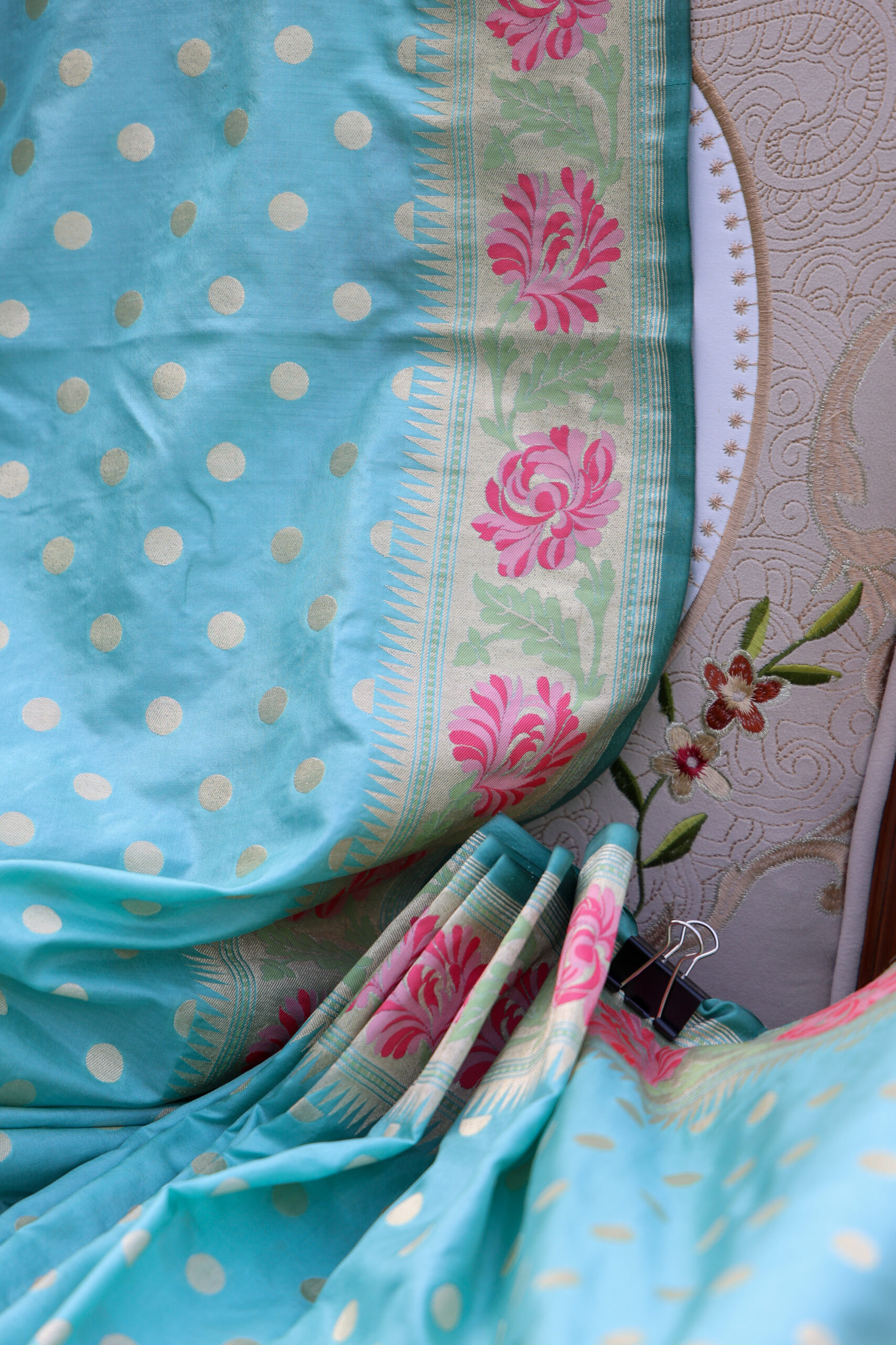 Neelambari Noor - Tranquil Blue Gyasar Pure Katan Silk Saree - Image 3