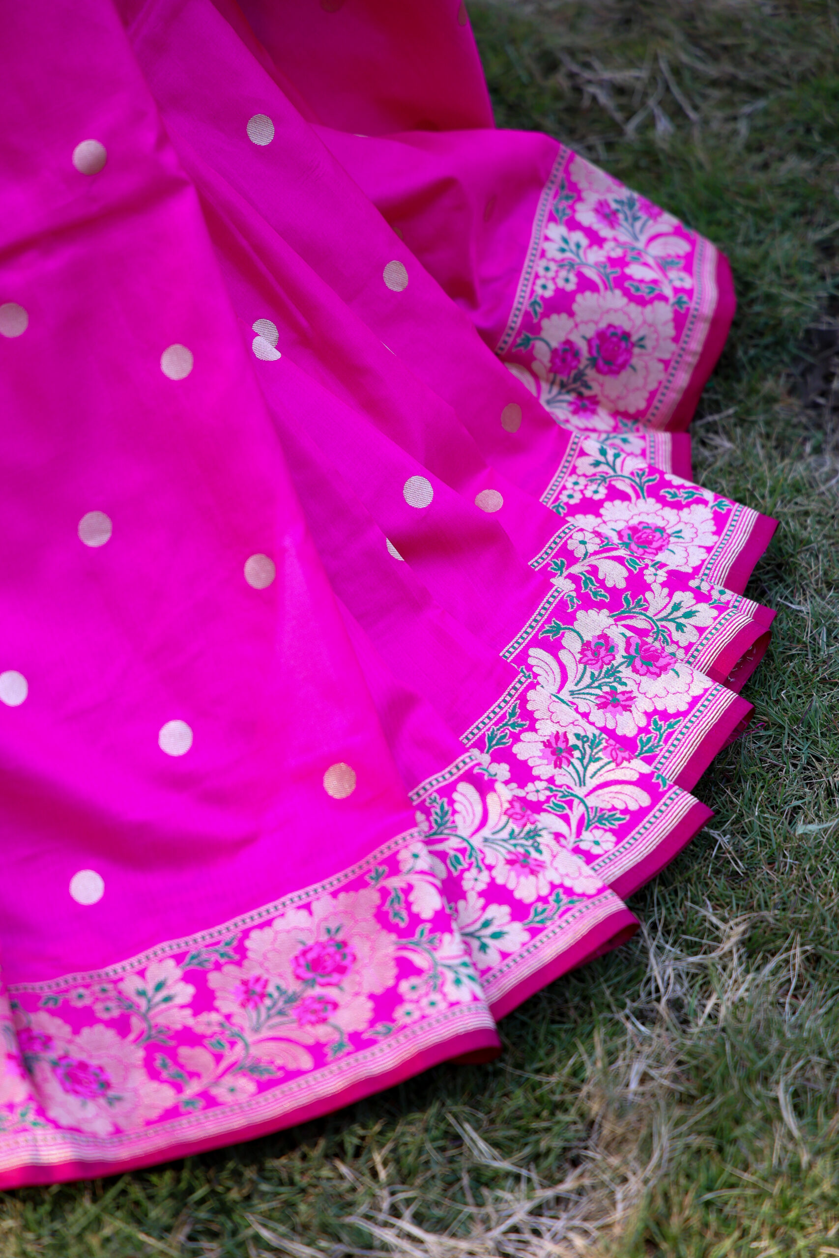 Raani Noor-e-Gyasar | Rani pink Gyasar Pure Katan Silk Saree - Image 3