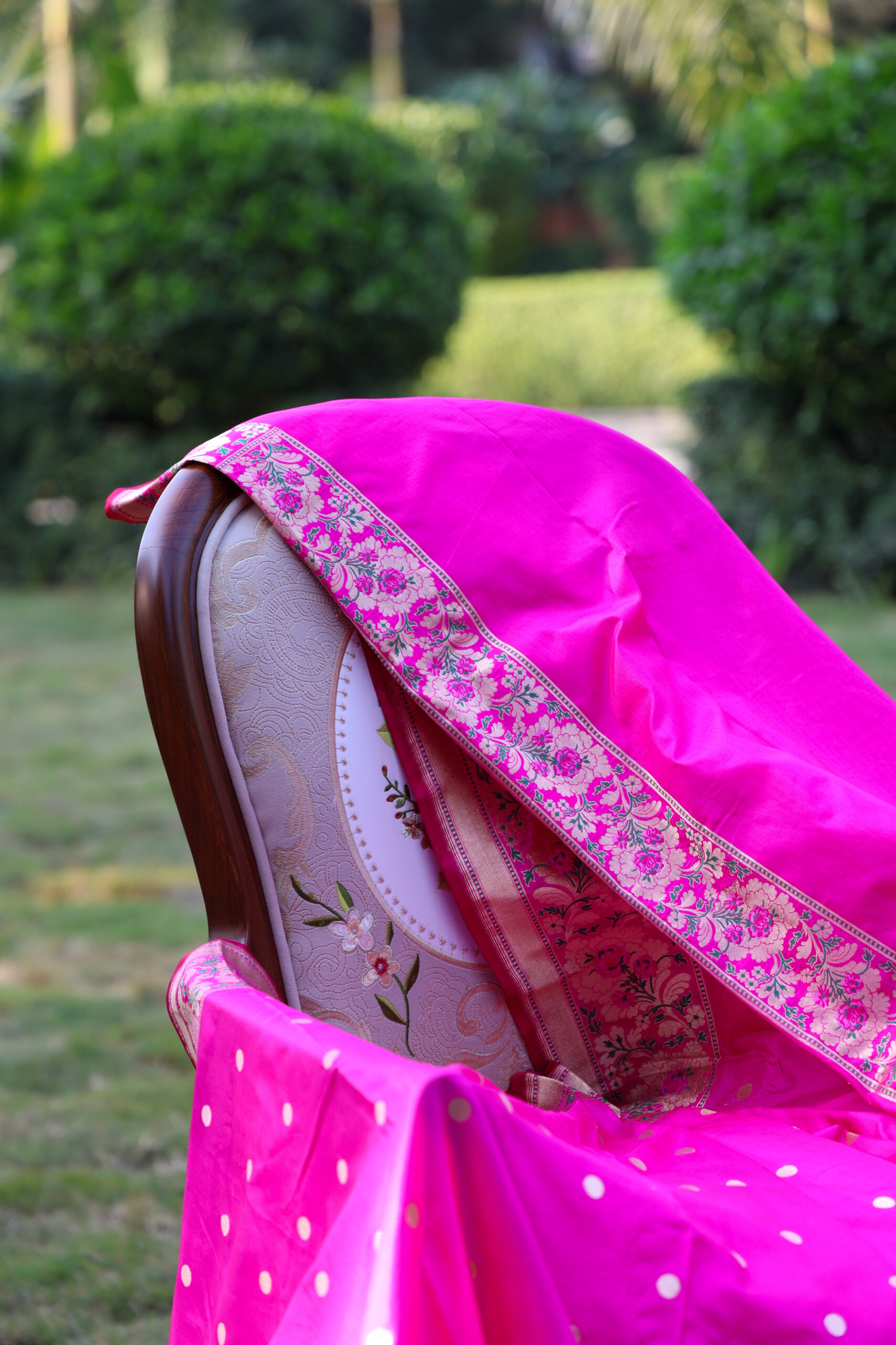 Raani Noor-e-Gyasar | Rani pink Gyasar Pure Katan Silk Saree - Image 2