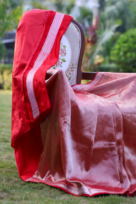 Scarlet Zari Weave - Red Brocade Katan silk Saree